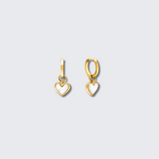Sophia – White Quartz Heart Huggie Earrings