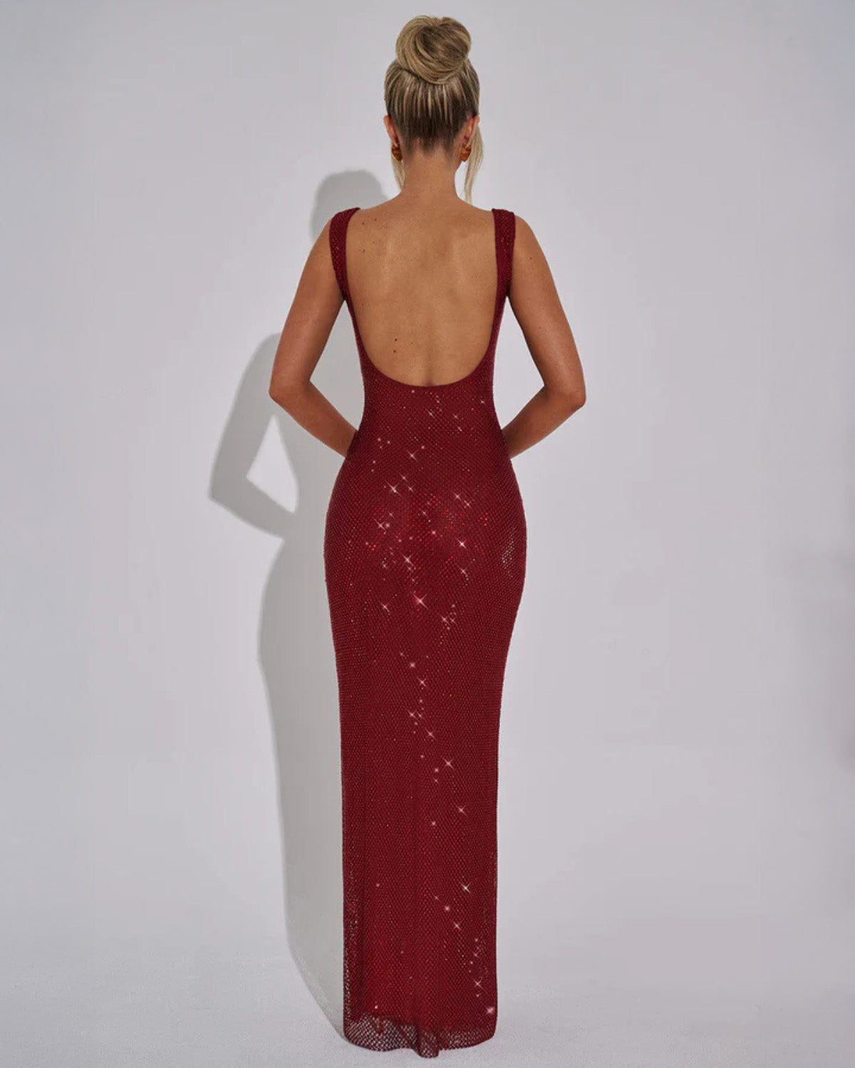 Celeste Embellished Evening Gown with Square Neckline