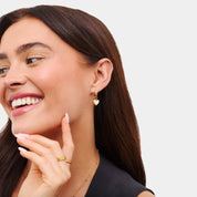 Sophia – White Quartz Heart Huggie Earrings
