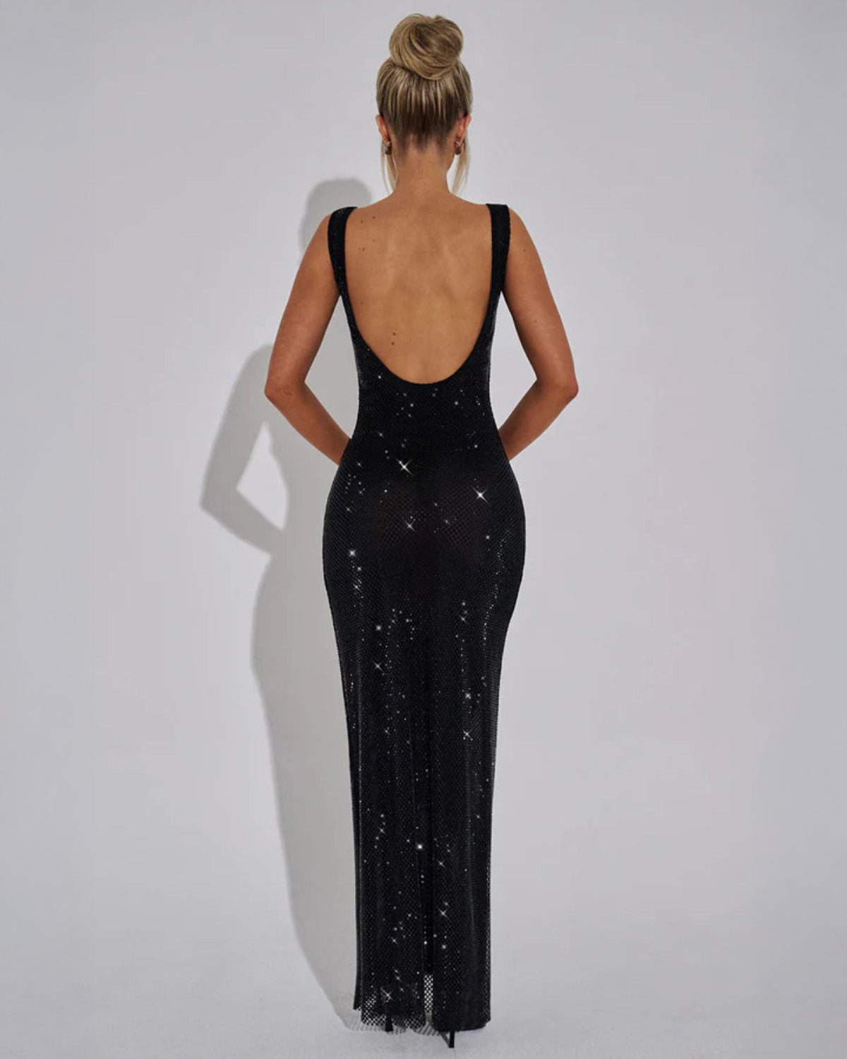 Celeste Embellished Evening Gown with Square Neckline