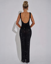 Celeste Embellished Evening Gown with Square Neckline
