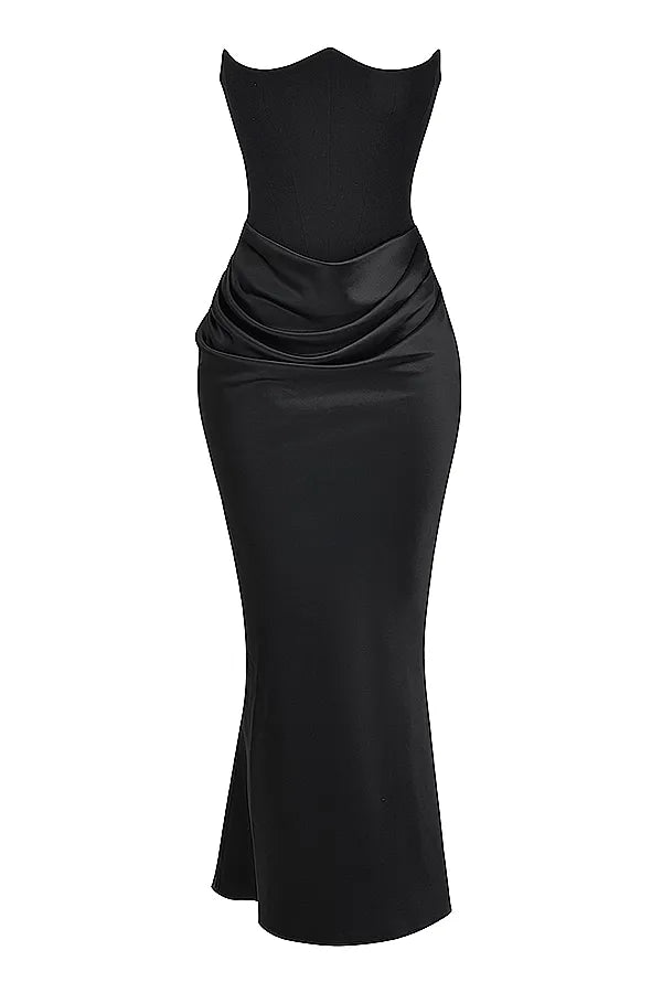 Julia Strapless Maxi Dress with Sculpted Corset Detail