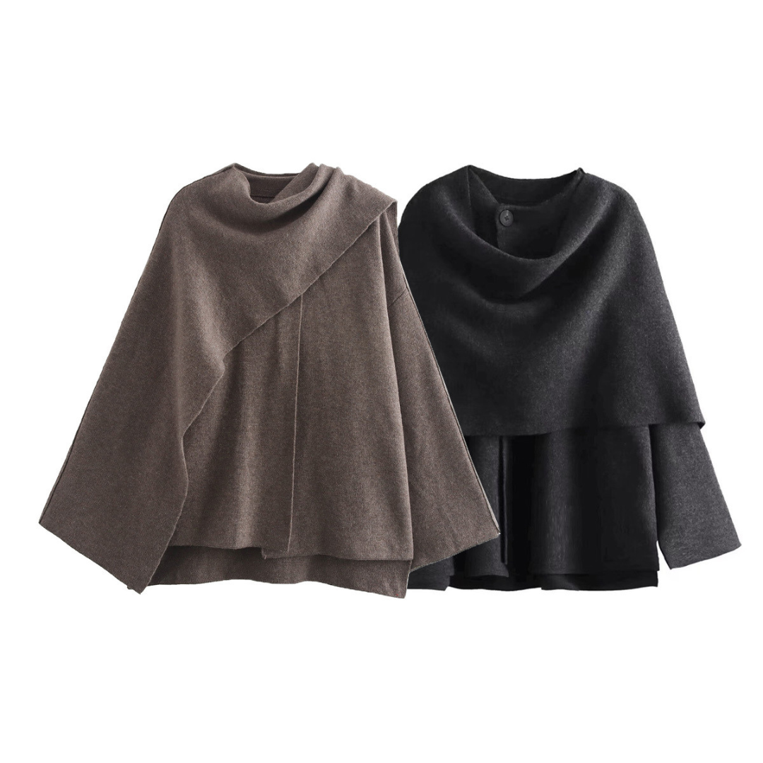Clara Asymmetric Wool Poncho