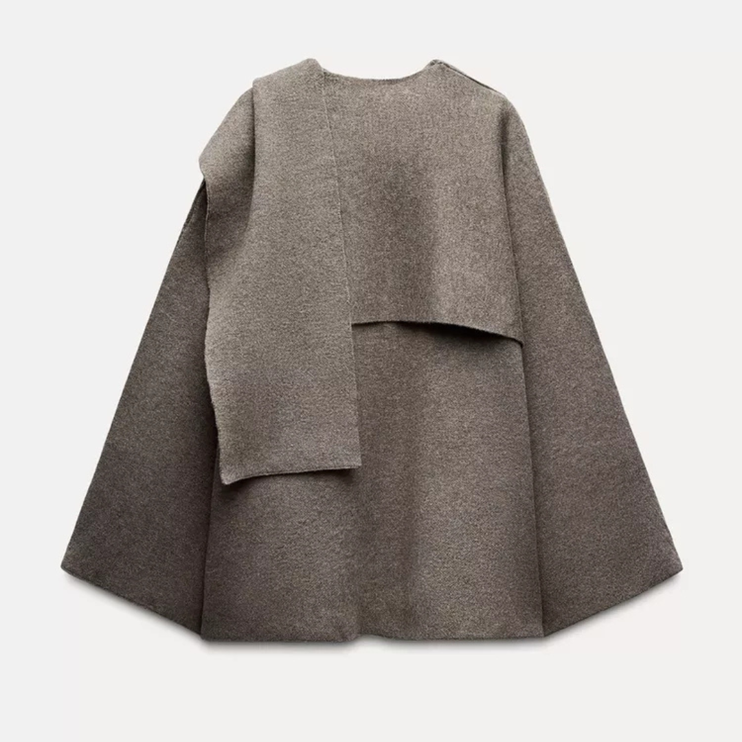 Clara Asymmetric Wool Poncho