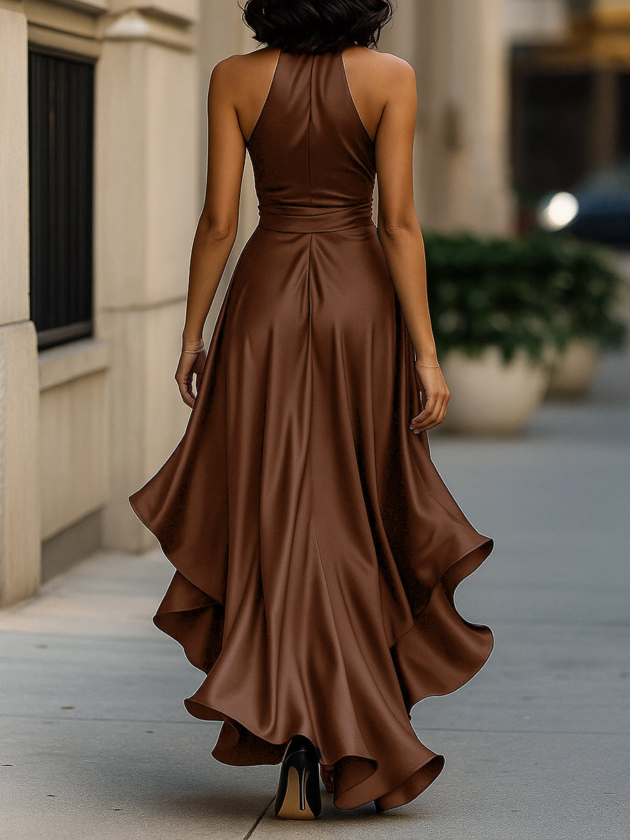 Diana Satin Halter Gown Dress