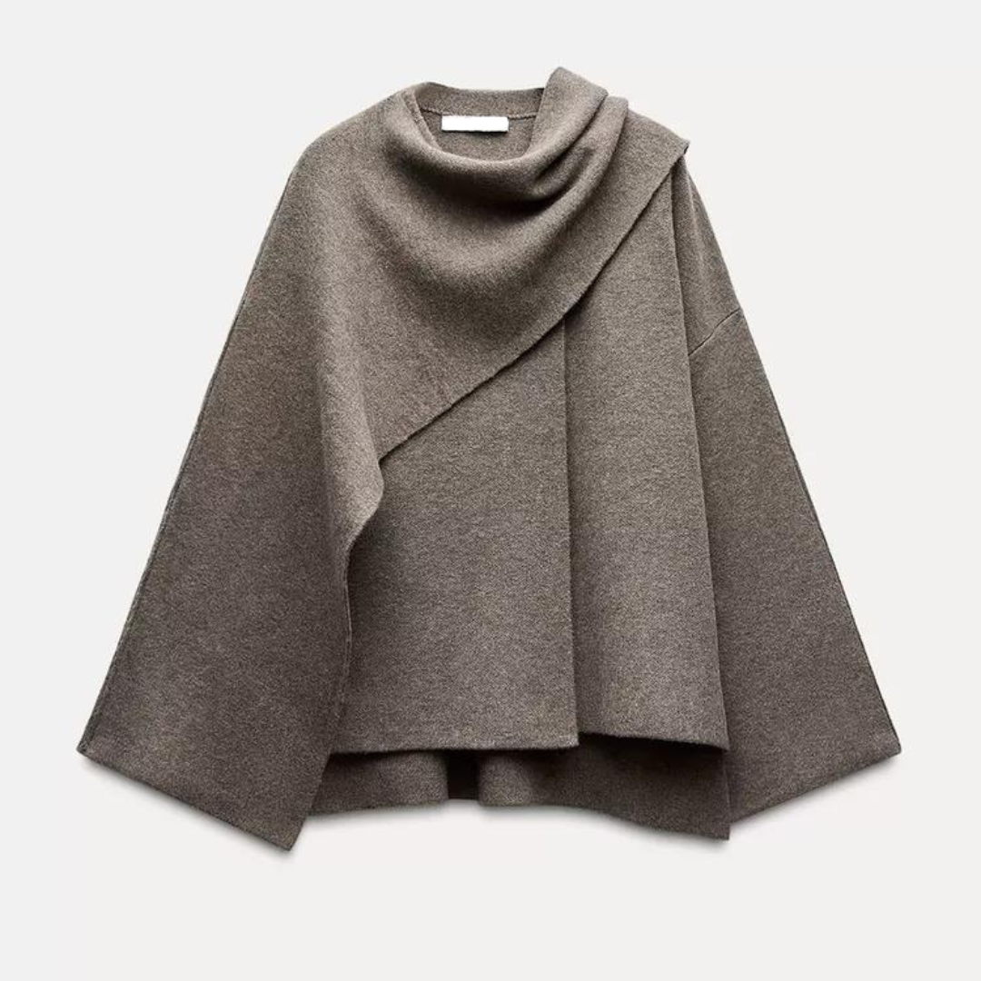 Clara Asymmetric Wool Poncho