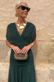 Elara V-Neck Maxi Dress – Ethereal Grace, Effortlessly Worn