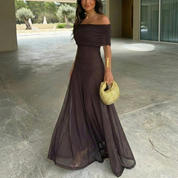 Elena Off-Shoulder Chiffon Maxi Dress