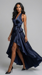 Diana Satin Halter Gown Dress