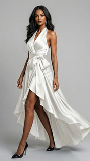 Diana Satin Halter Gown Dress