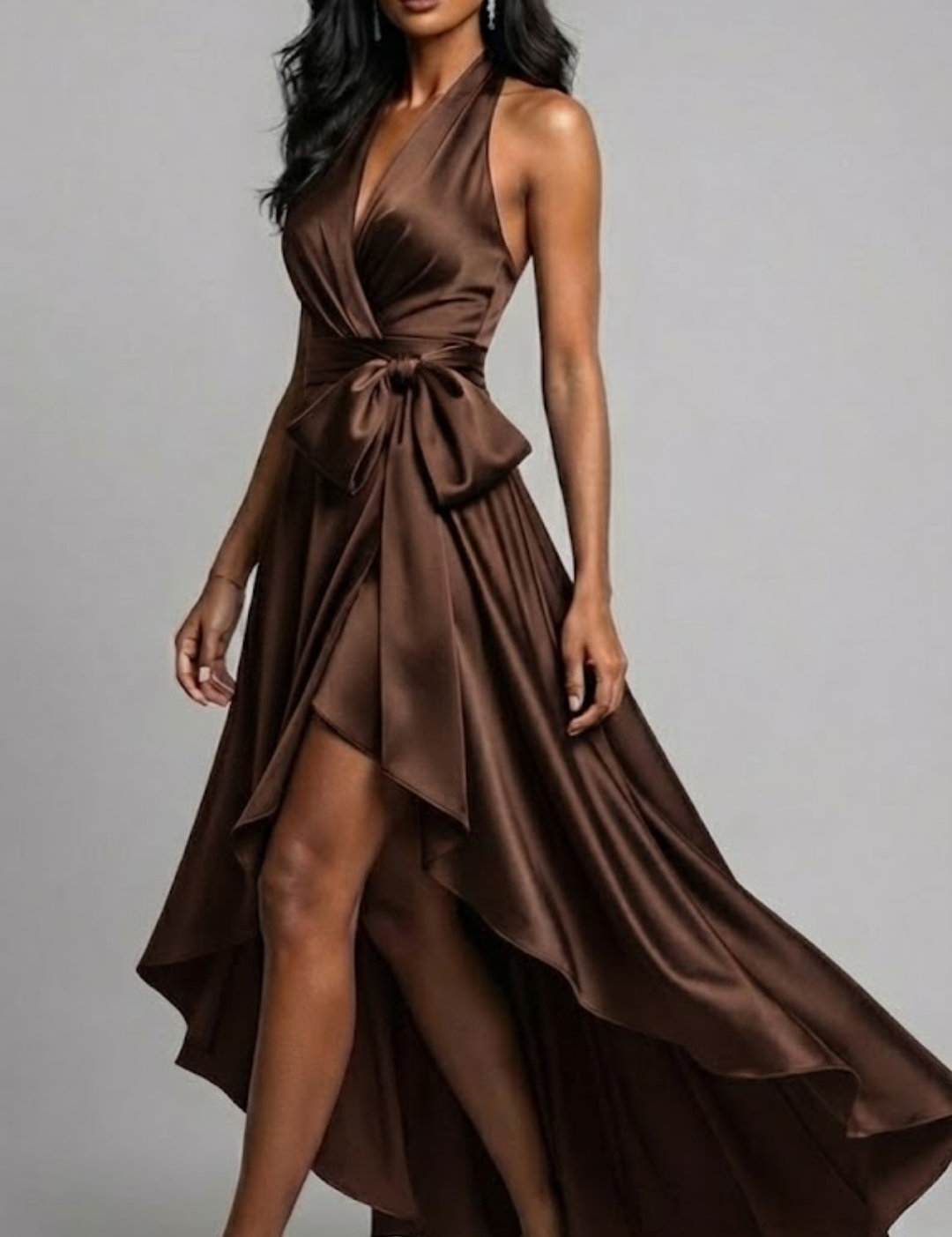 Diana Satin Halter Gown Dress