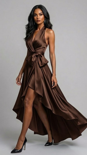 Diana Satin Halter Gown Dress