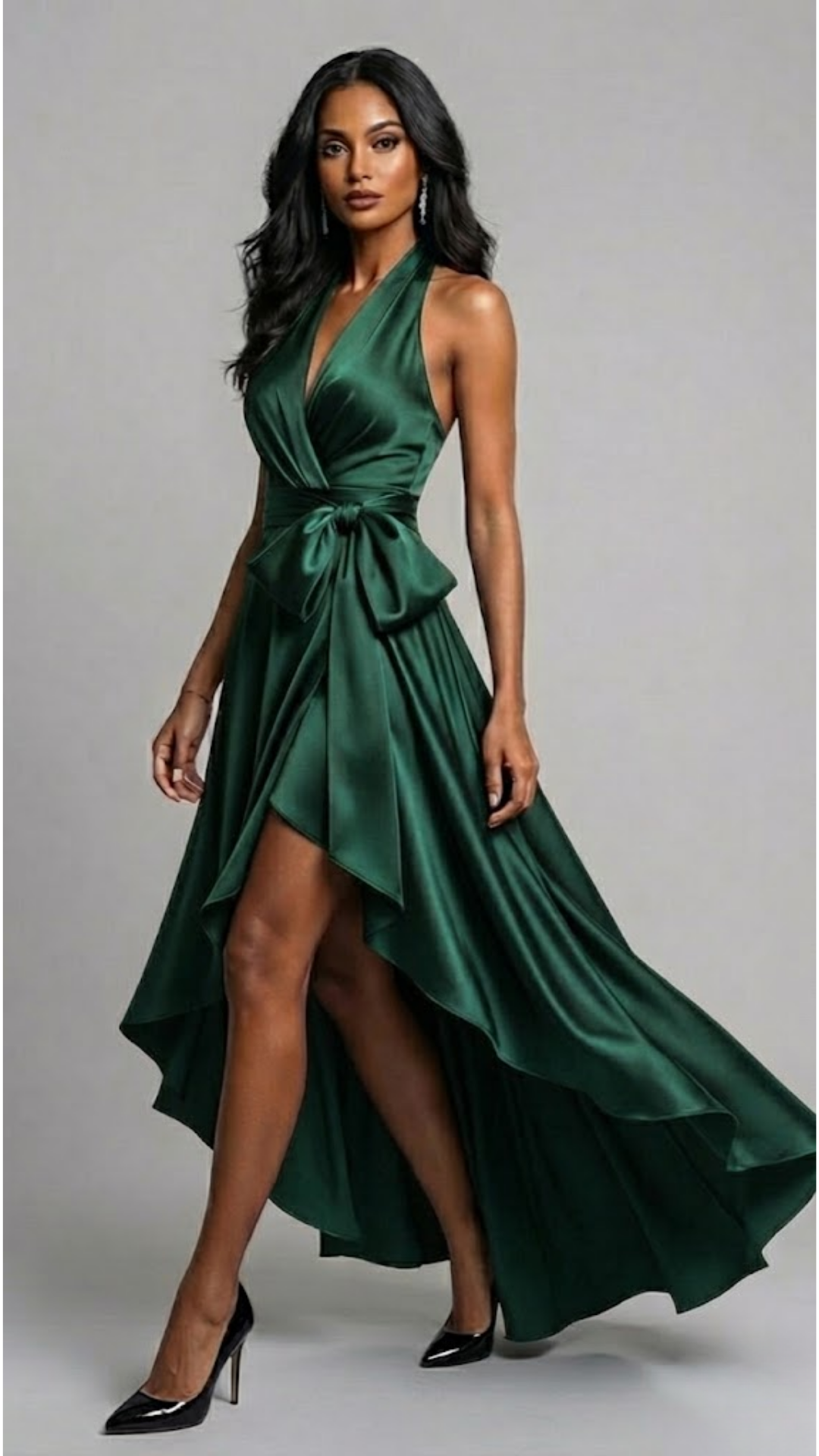 Diana Satin Halter Gown Dress