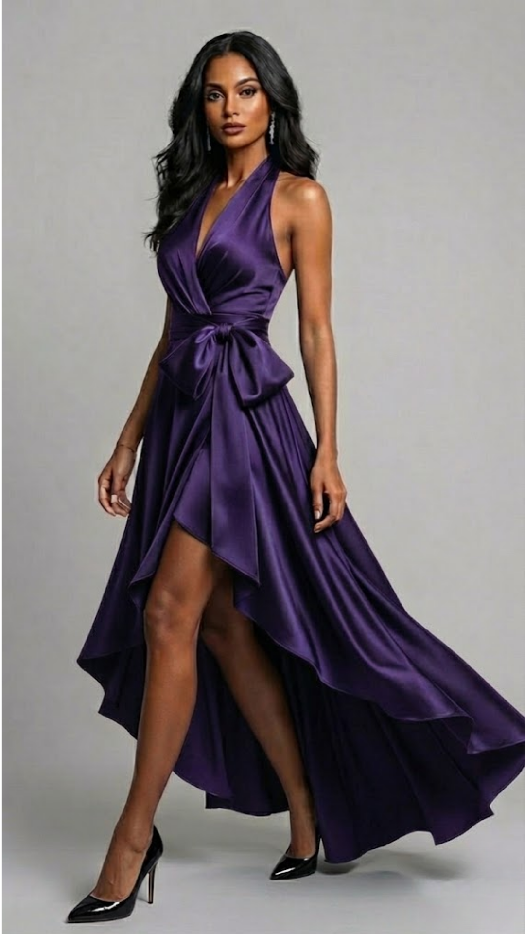 Diana Satin Halter Gown Dress