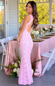 Klea Pink Lace Maxi Dress