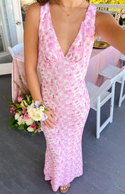 Klea Pink Lace Maxi Dress