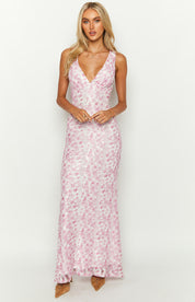 Klea Pink Lace Maxi Dress
