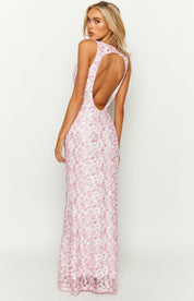 Klea Pink Lace Maxi Dress