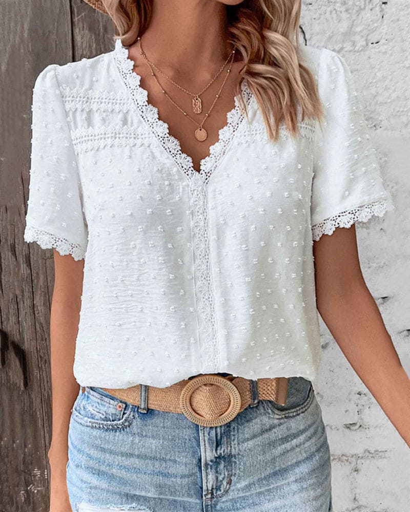 Lace-Trim Blouse for Women
