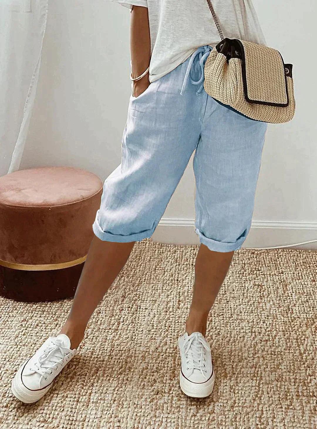 Zoe Linen Capri Pants