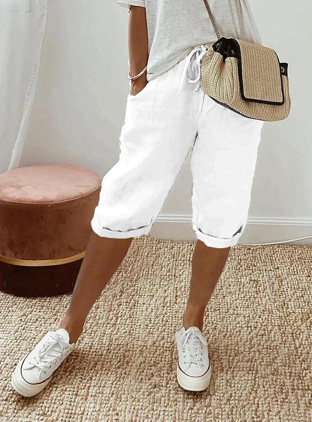 Zoe Linen Capri Pants