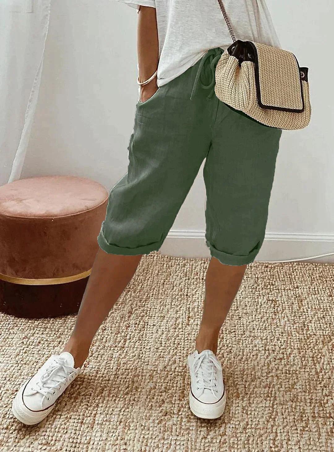Zoe Linen Capri Pants