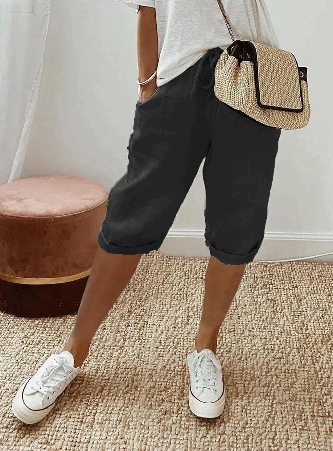 Zoe Linen Capri Pants