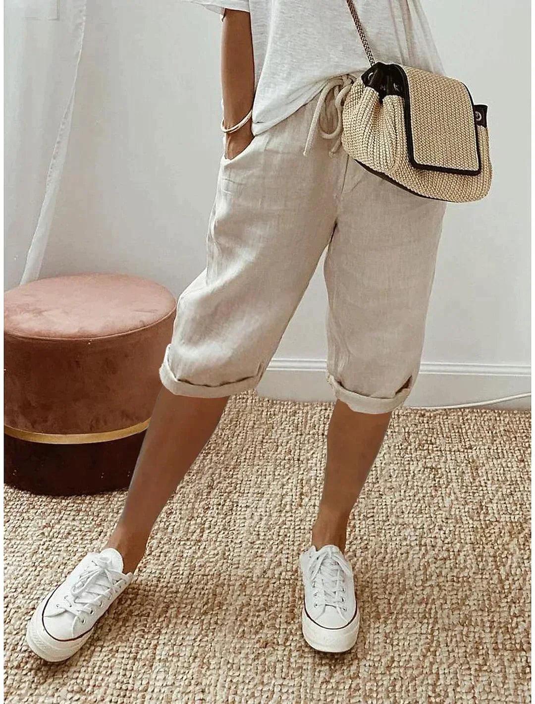 Zoe Linen Capri Pants