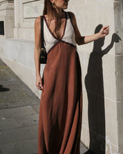 Sarah Contrast V-Neck Dress for Women