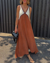 Sarah Contrast V-Neck Dress for Women