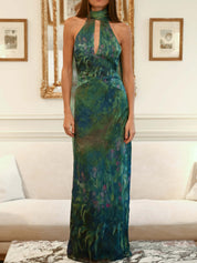 Elise – Art Print Chiffon Maxi Dress