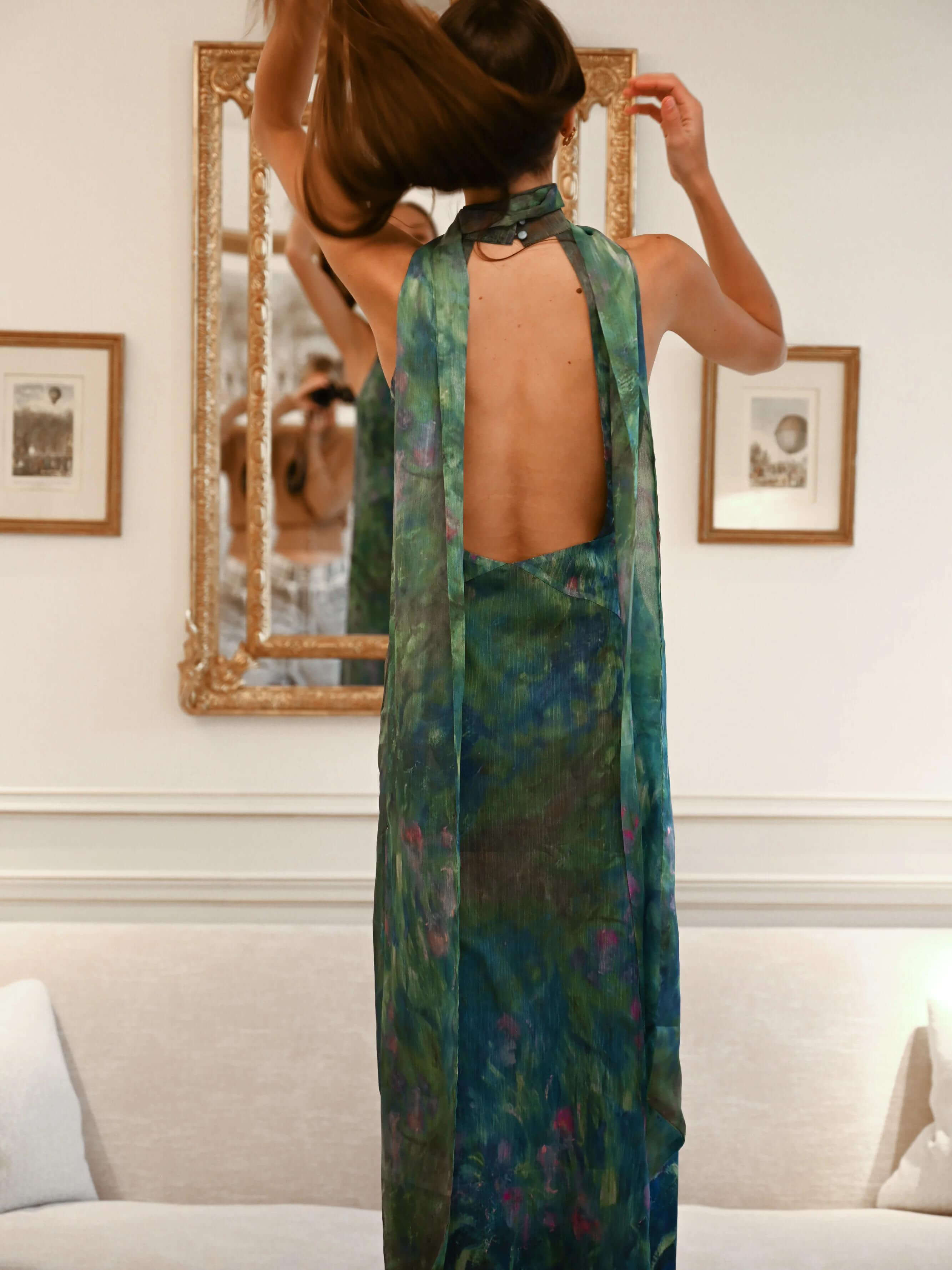 Elise – Art Print Chiffon Maxi Dress