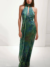 Elise – Art Print Chiffon Maxi Dress