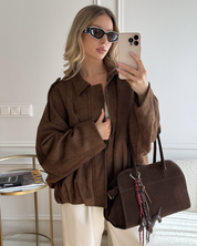 Lena – Suede Bomber Jacket