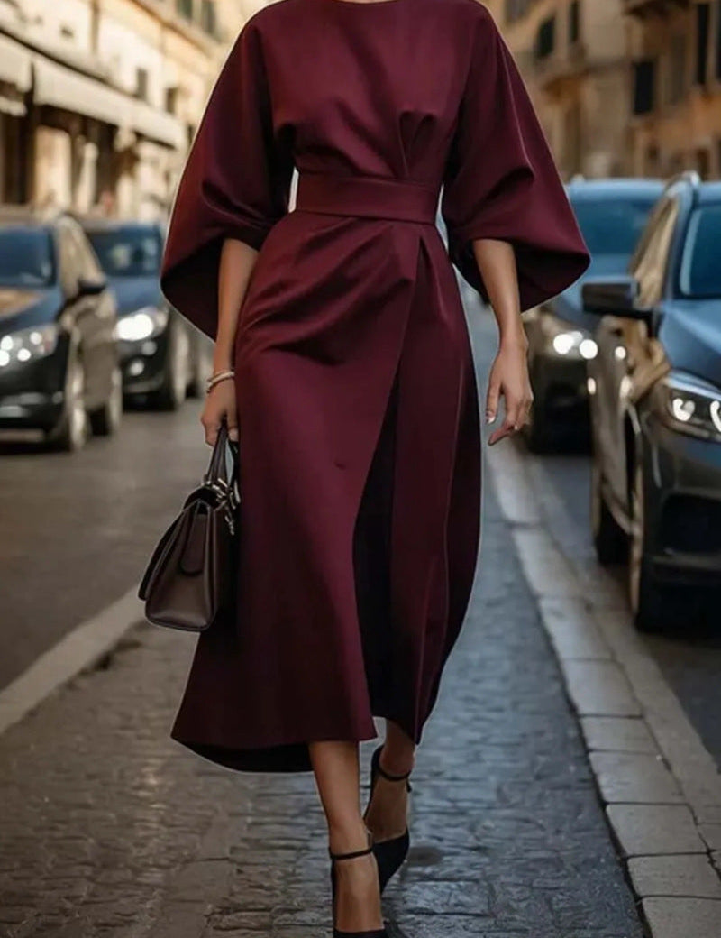 Aurelia Elegant Belted Statement Dress – Designed to Be Remembered