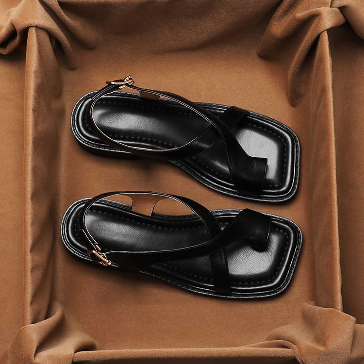 Ella Leather Cross Sandals with Adjustable Straps