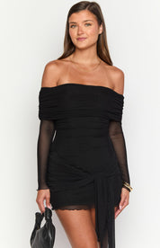 Chloe Black Off The Shoulder Mini Dress