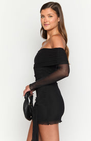 Chloe Black Off The Shoulder Mini Dress