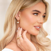 Sophia – White Quartz Heart Huggie Earrings