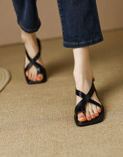 Ella Leather Cross Sandals with Adjustable Straps
