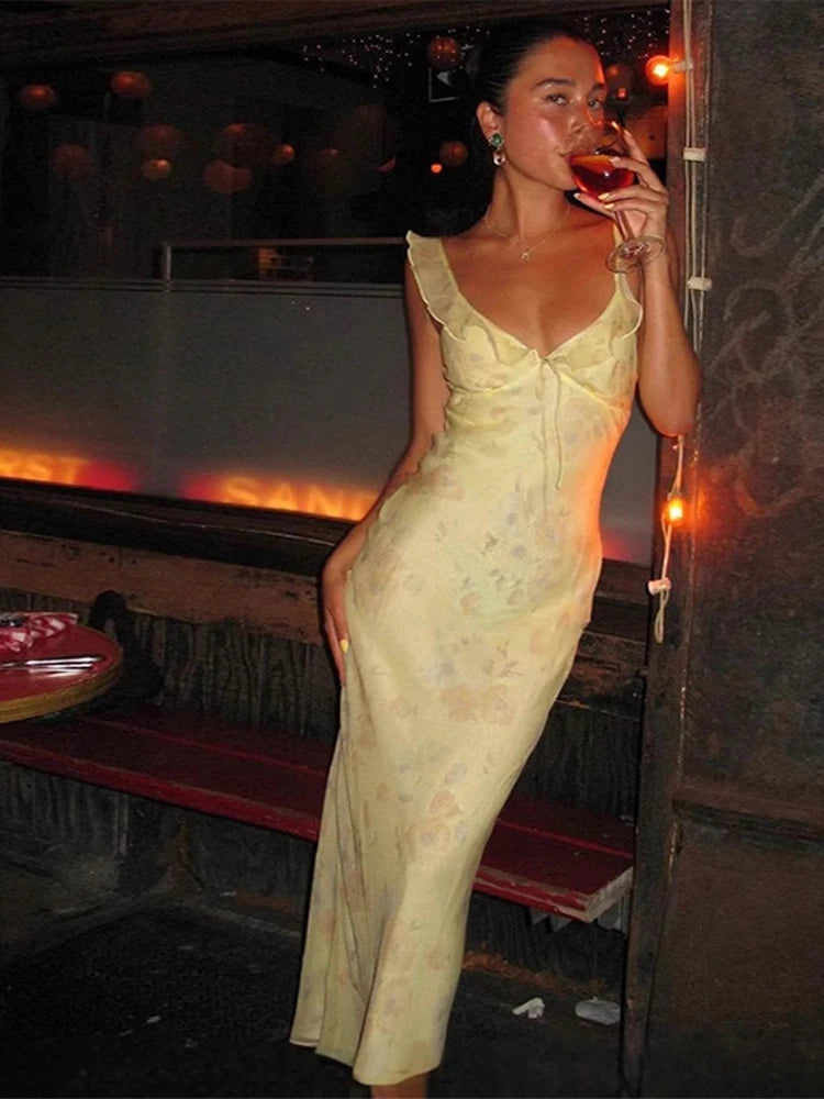 Mila Floral Backless V-Neck Maxi Dress