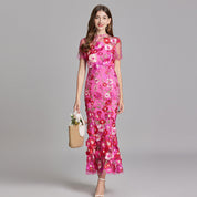 Stephanie Embroidered Maxi Dress with Sheer Overlay