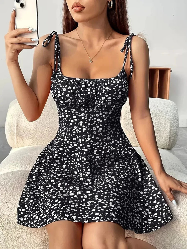 Floral Strap Mini Sundress – Women's Summer Dress