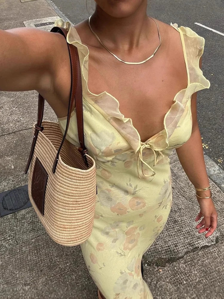 Mila Floral Backless V-Neck Maxi Dress