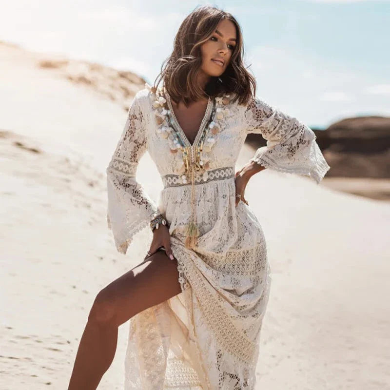 Christina Maxi Dress with Flare Sleeves