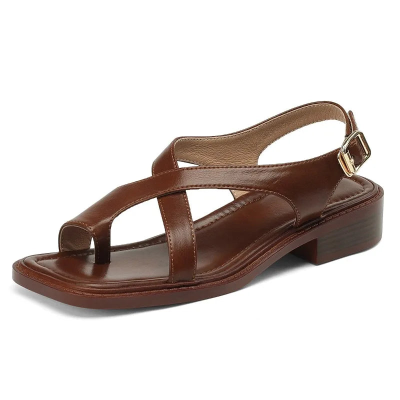 Ella Leather Cross Sandals with Adjustable Straps