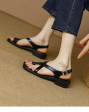 Ella Leather Cross Sandals with Adjustable Straps