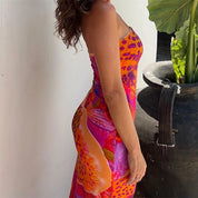 Leopard Print Strapless Maxi Dress – Multicolour