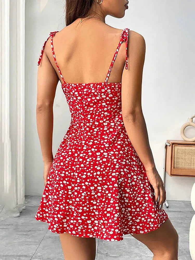 Floral Strap Mini Sundress – Women's Summer Dress