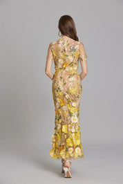 Stephanie Embroidered Maxi Dress with Sheer Overlay